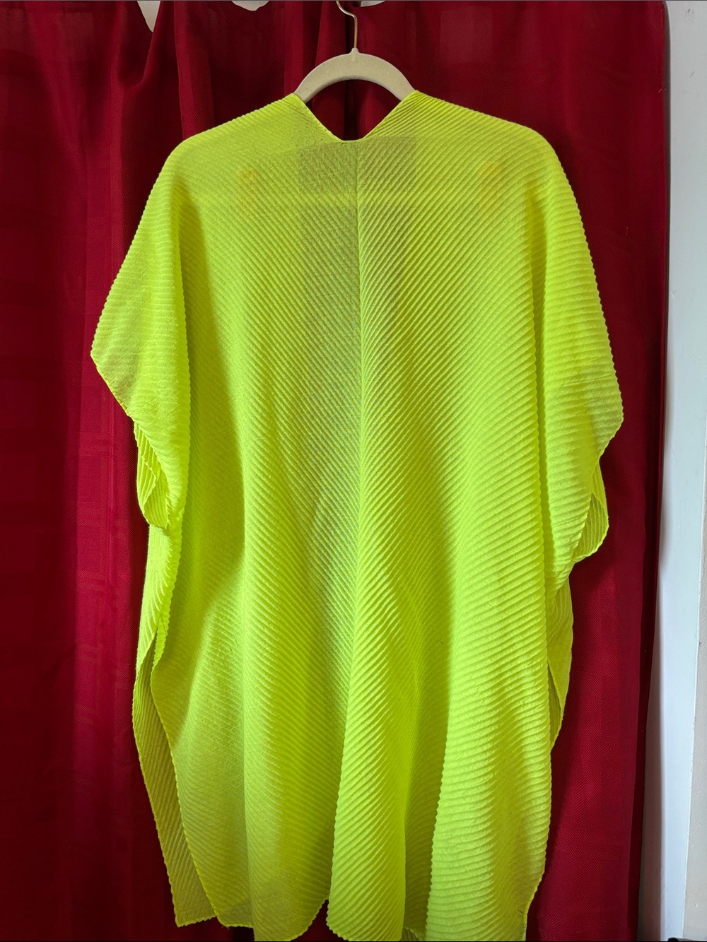 Neon Yellow Women's Swim Coverup Kimono, pit to pit 34”